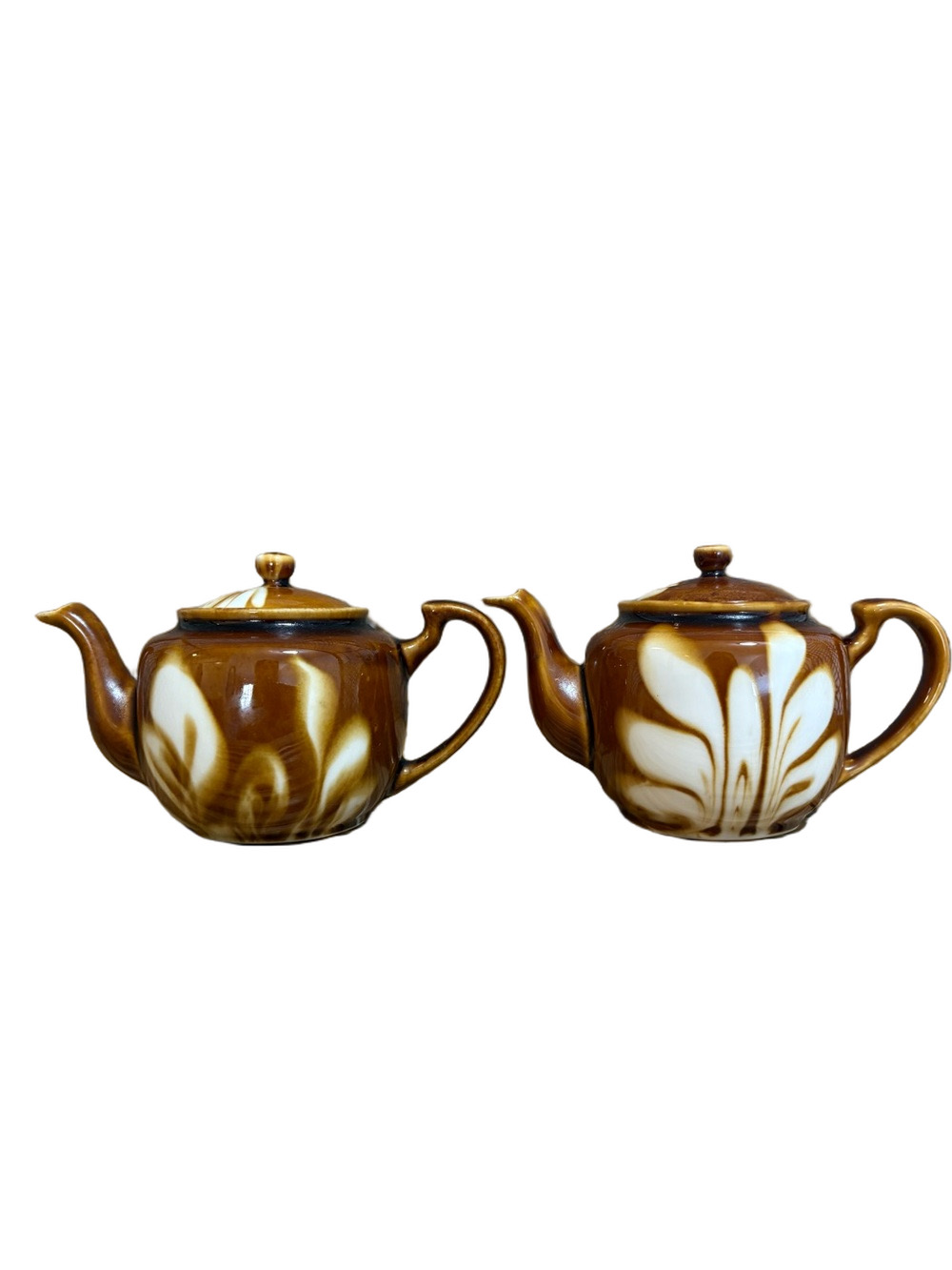 Vintage Brown Marble Glaze Single Serve Teapots